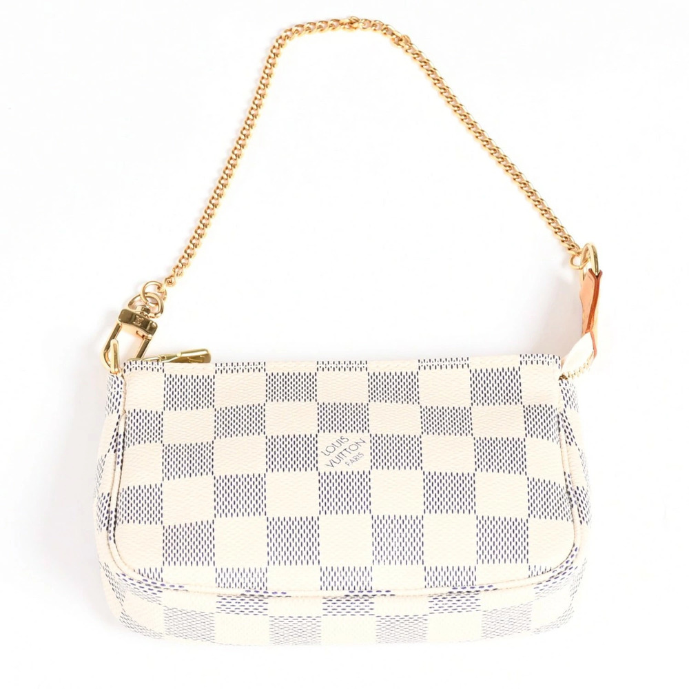 LOUIS VUITTON Pochette Accessoires Accessory Pouch Clutch Damier Azur White